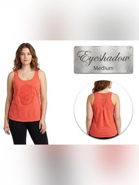 Eyeshadow Reddish Orange Hindu Hand Lace Racerback Tank Medium